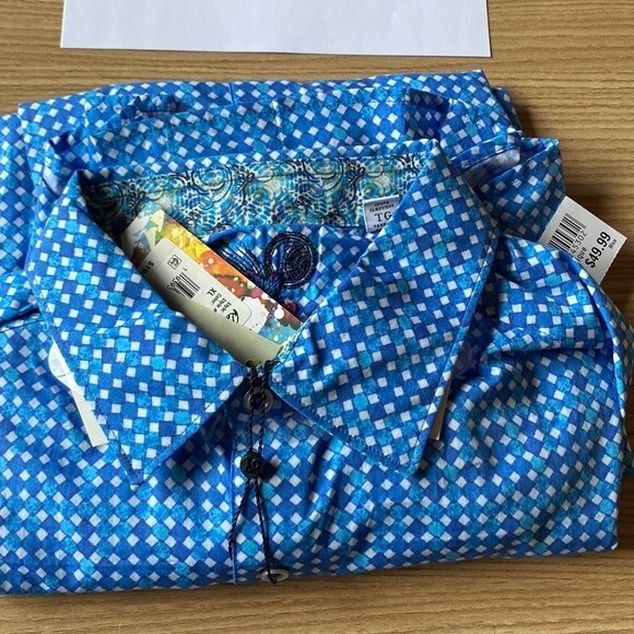 Robert Graham Blue & White Print Long Sleeve Button Close Shirt NEW XL - Picture 6 of 8